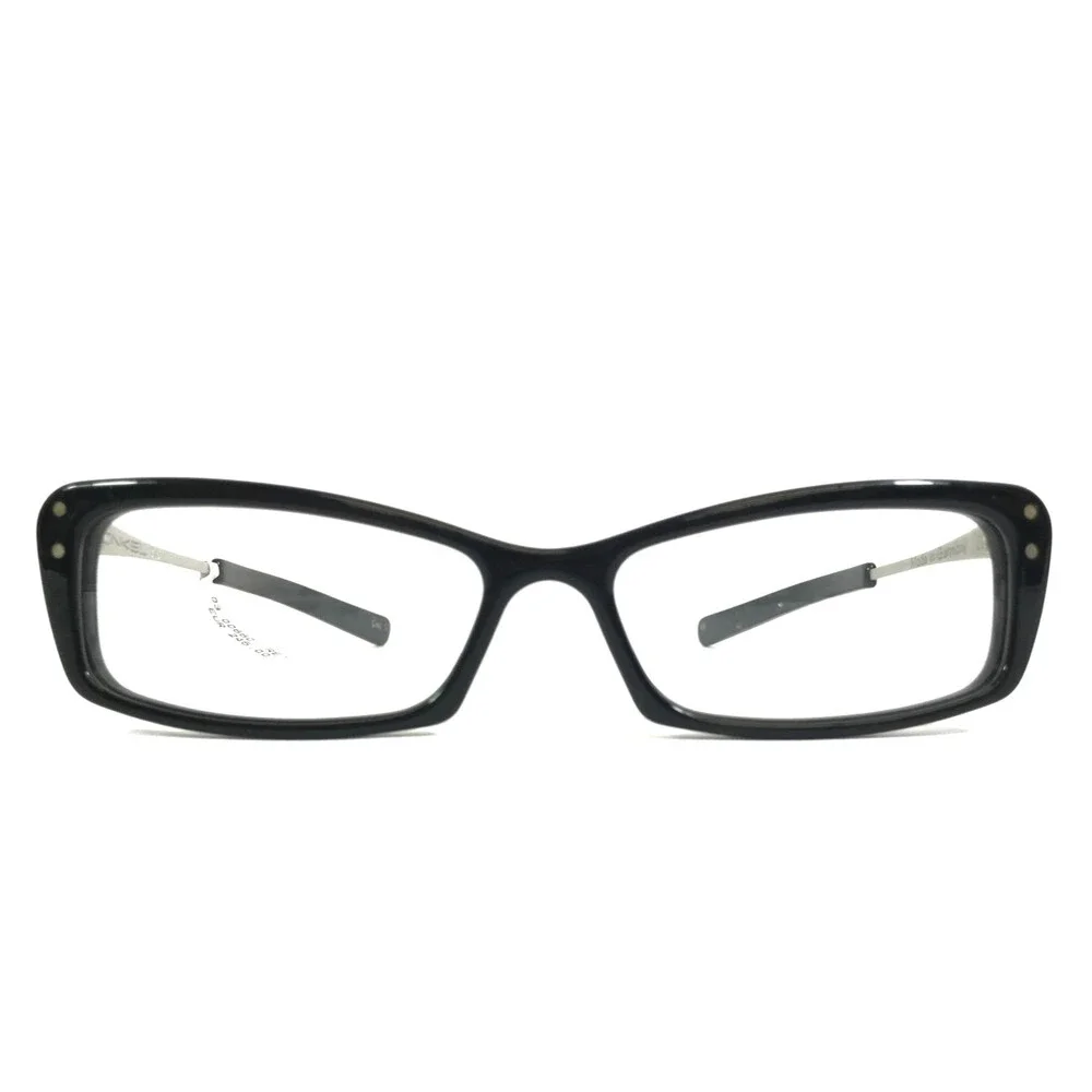 Onkel Eyeglasses Frames Buto Col 01 Black Silver Rectangle Full Rim 50-15-140
